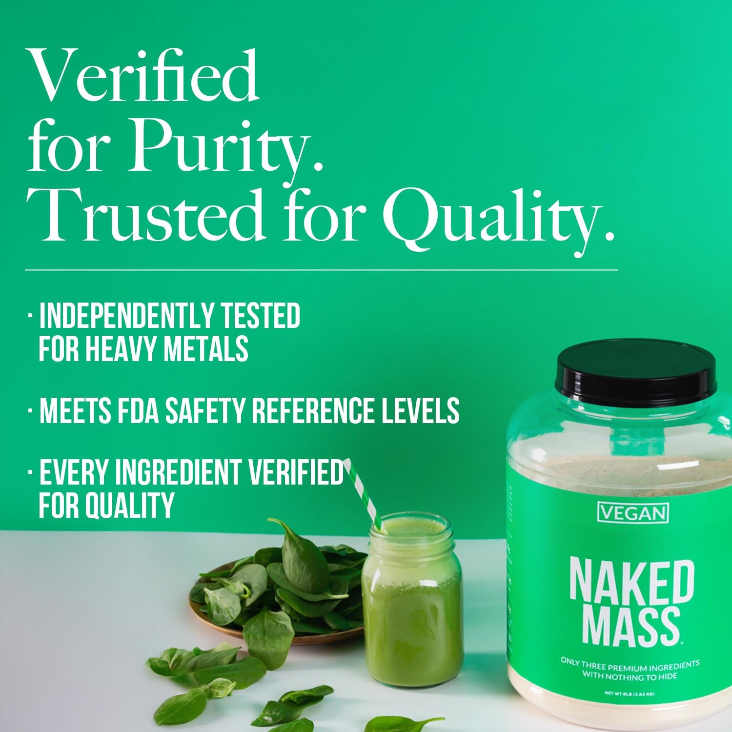 Suplemento vegano para aumentar de peso con chocolate | Naked Vegan Mass - 8 libras