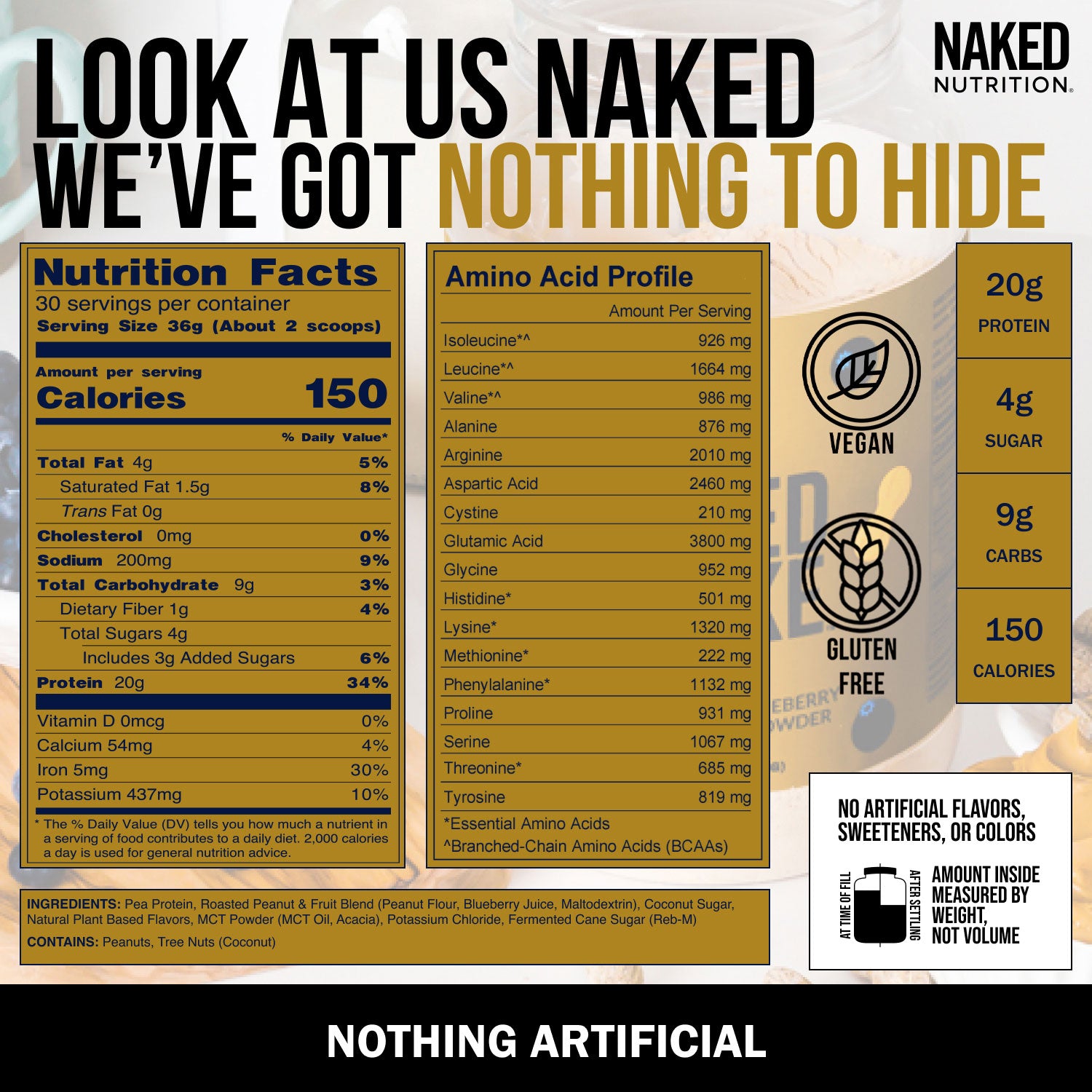 PB Blueberry Vegan Protein | Naked Shake - 30 Servings