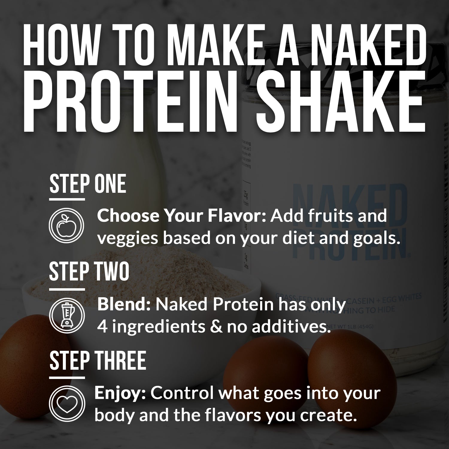 Protein Powder Blend - 3LB Egg, Whey & Casein Protein Blend | Naked Protein - 3LB