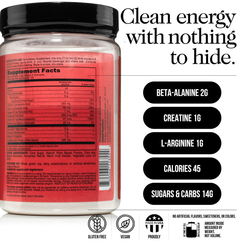 Suplemento preentrenamiento con cítricos | Naked Energy - 30 porciones