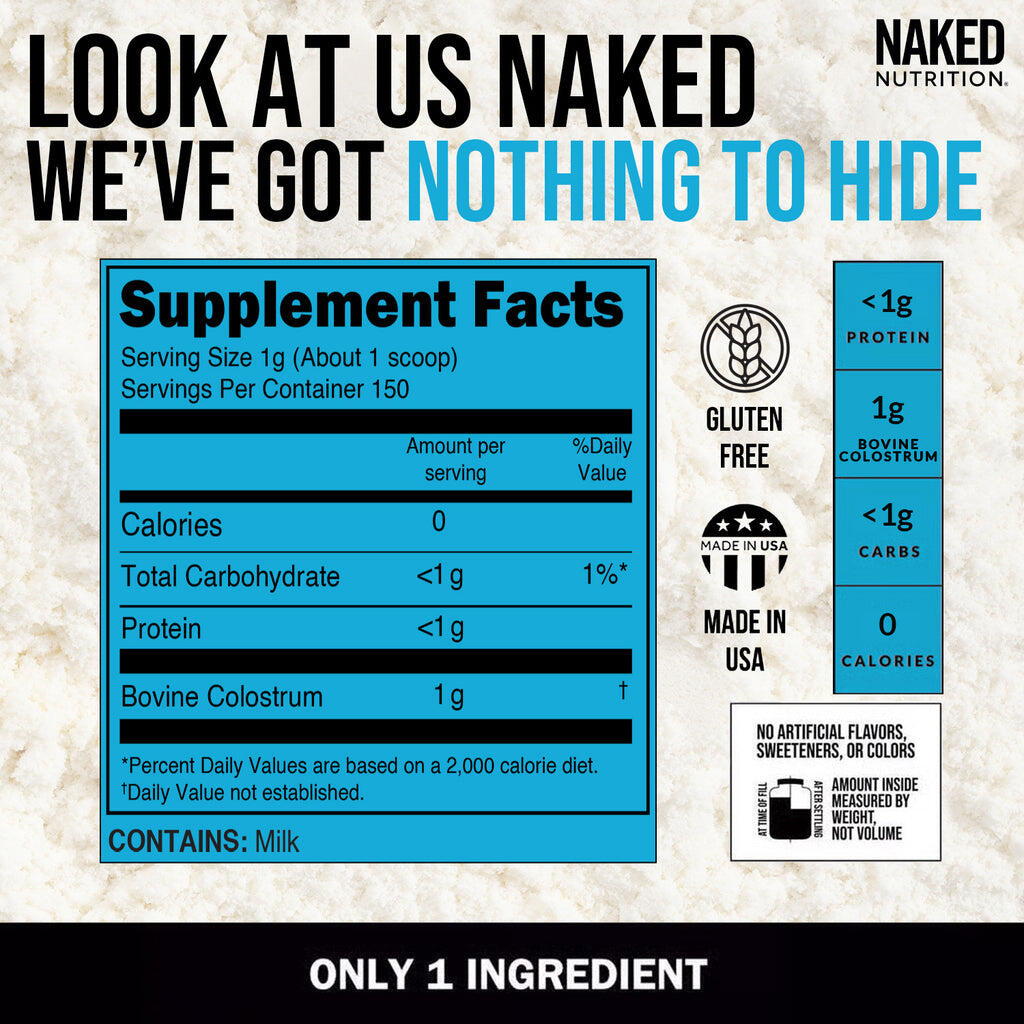 Grass-Fed Colostrum Powder | Naked Colostrum - 150 Servings
