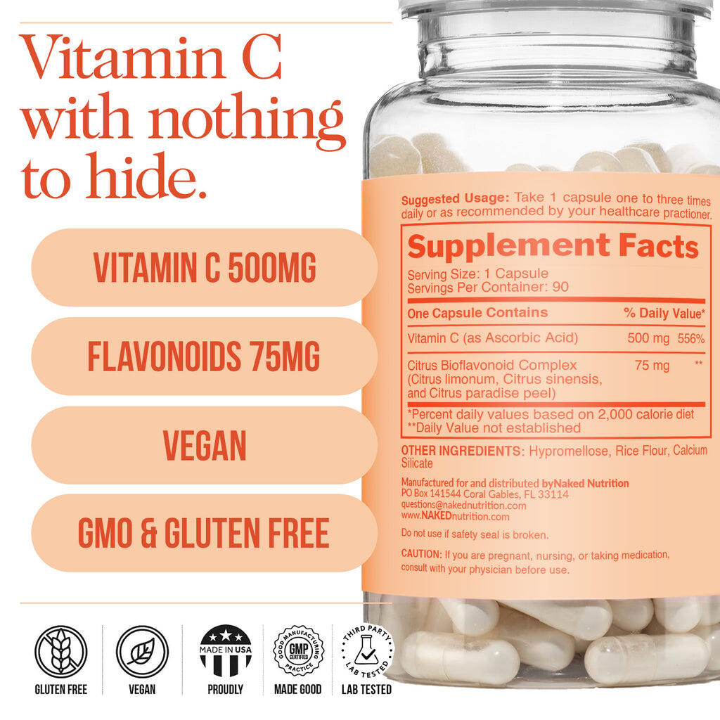 Daily Vitamin C Supplement | Naked Vitamin C - 90 Capsules