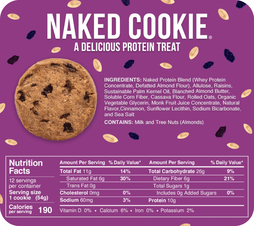 Galletas proteicas de avena y pasas | Paquete de 12 galletas Naked